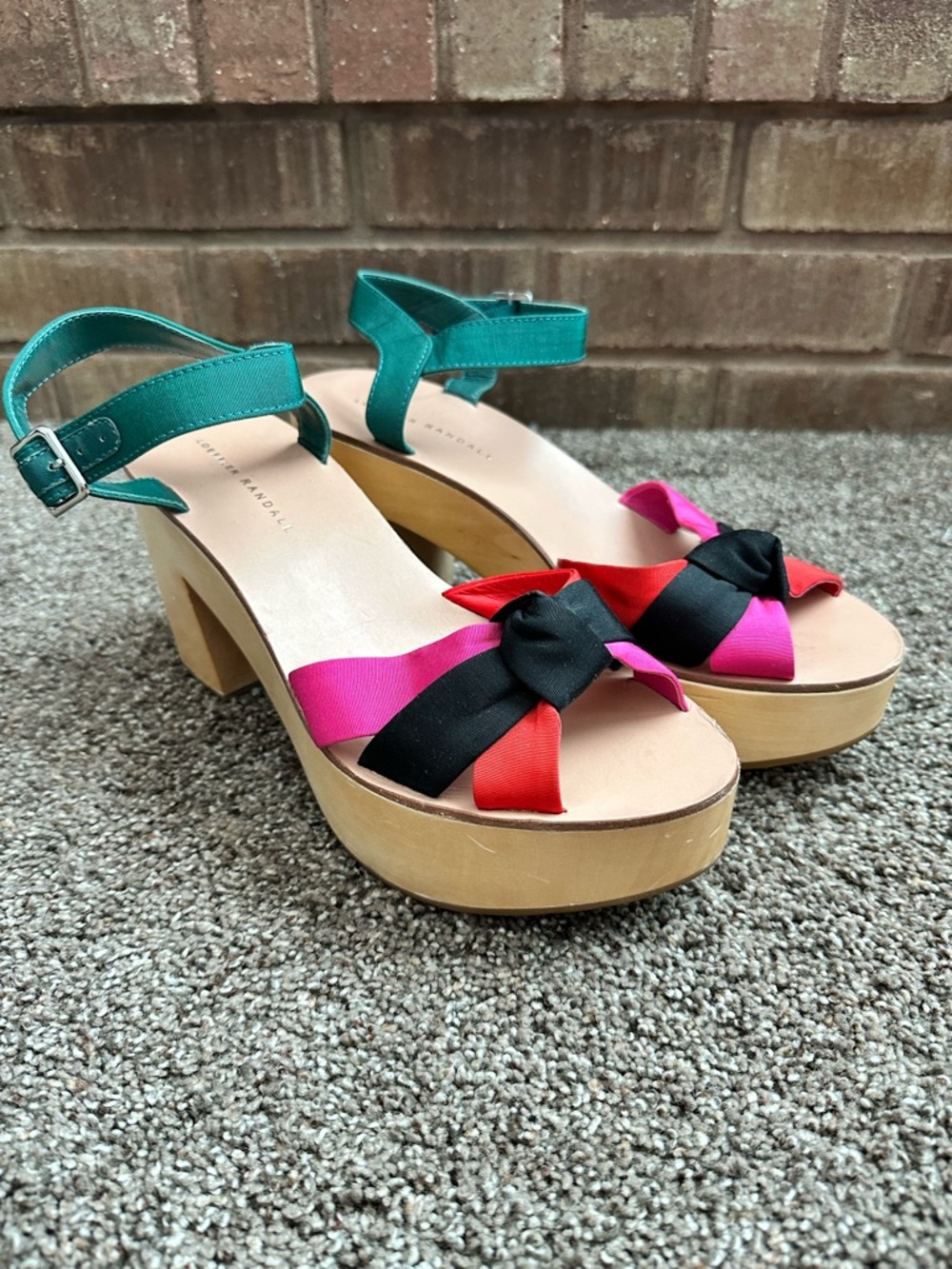 Loeffler Randall "Elsa" Colorblock Knotted Clog Sandals 9